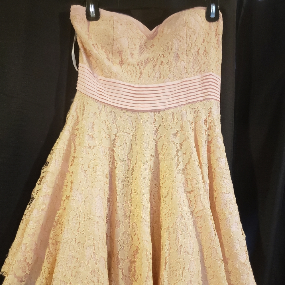 Beautiful cream and blush strapless dress